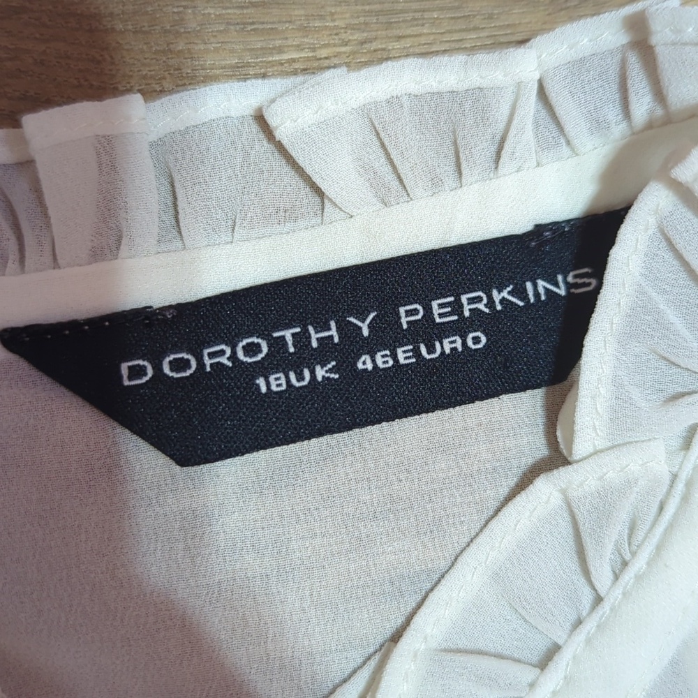 Dorothy Perkins Cream Lace Detail Victorian Romantic Sheer Blouse sz 14 - Picture 7 of 10